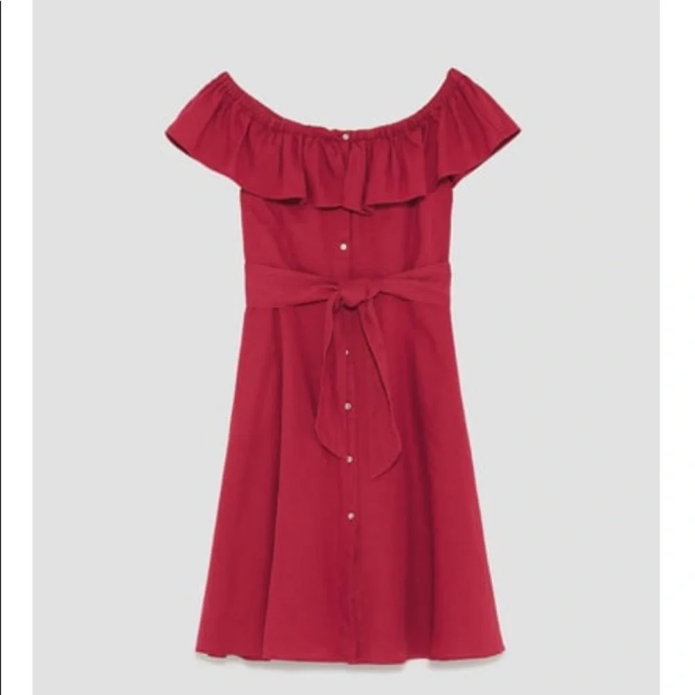 💃🏻 ZARA RUFFLE LINEN BLEND DRESS 💃🏻 - Picture 7 of 9